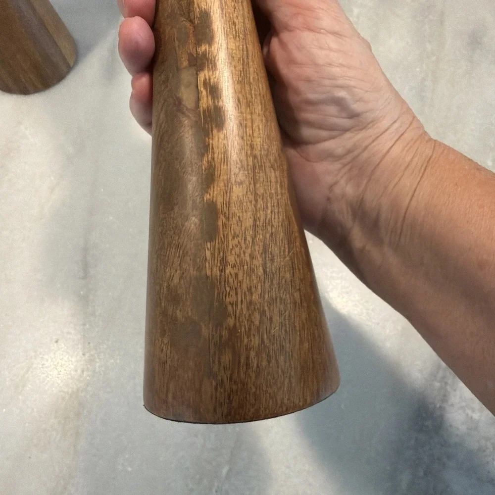 Set Of 2 Vintage 12in Teakwood MCM Danish Modern Candleholders  GW008
